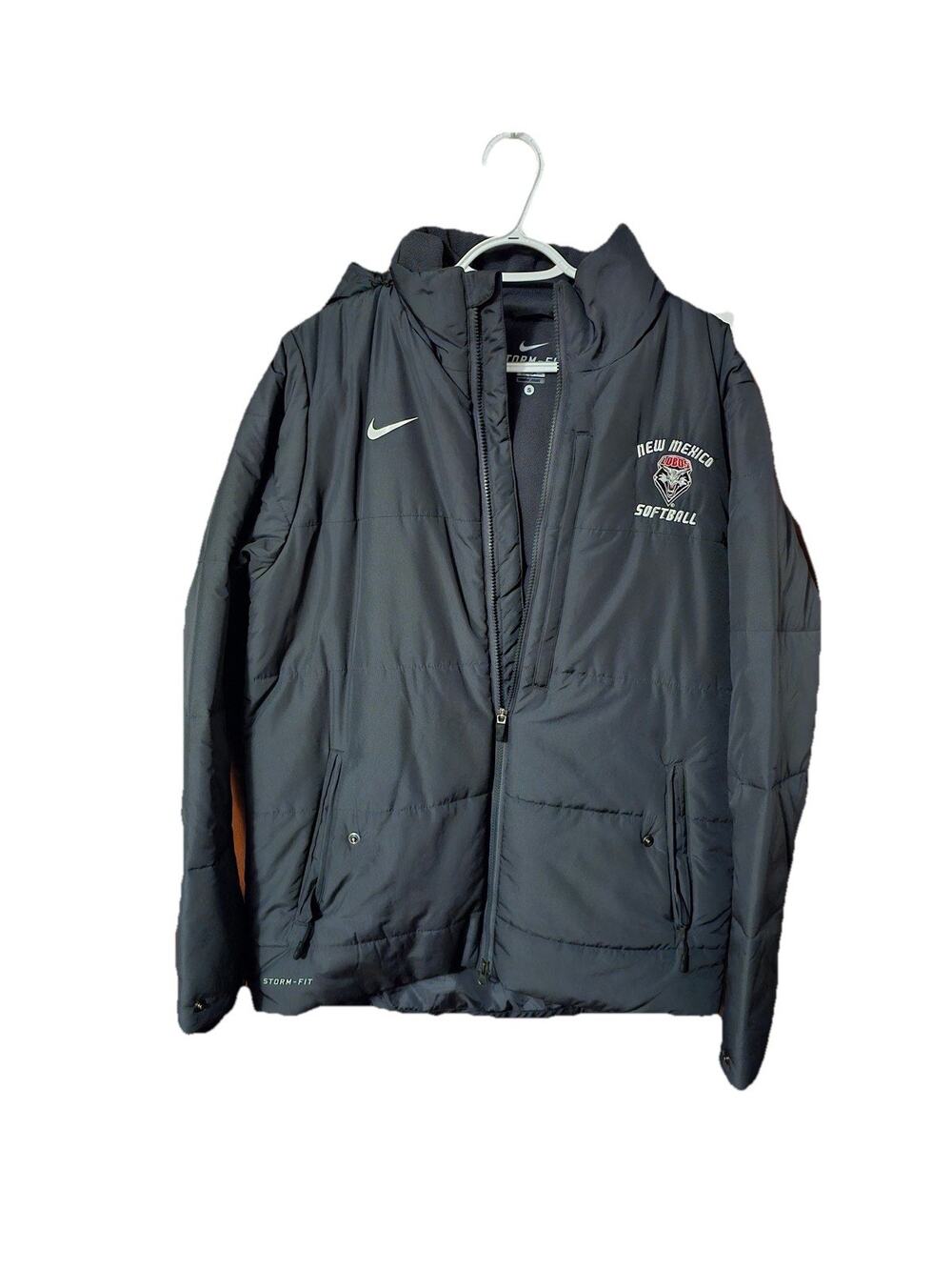 Nike Storm Fit Mens Small New Mexico Softball LOBOS Parka Team Sports Coat Gray